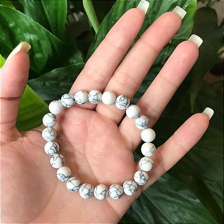 Pulseira Pedra Howlita 8mm - Serenidade, calma e paz