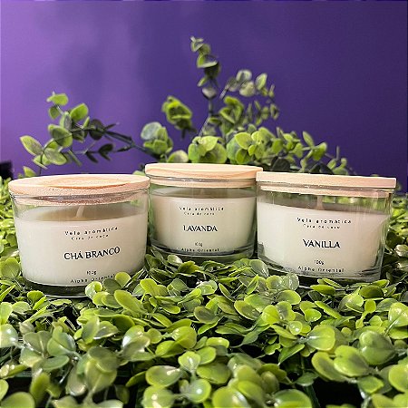 Vela Aromática Com Tampa de Madeira 100g