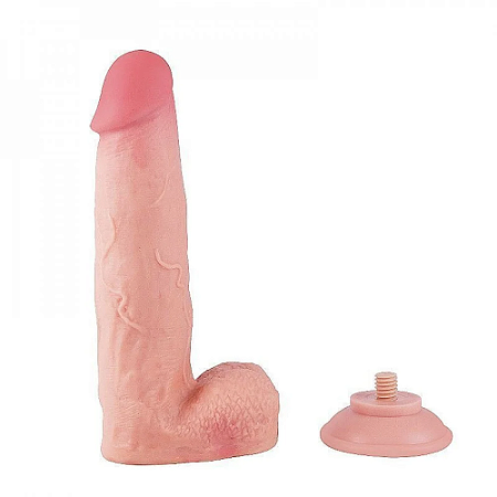 PÊNIS SUPER REALÍSTICO DUPLA CAMADA VENTOSA REMOVÍVEL 22,2 X 4,3CM 7991