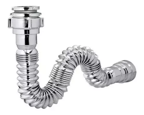 SIFÃO FLEXÍVEL SANFONADO UNIVERSAL CROMADO P/ PIA, CUBA E TANQUE