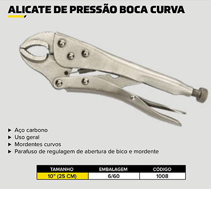 ALICATE DE PRESSÃO 10" BOCA CURVA