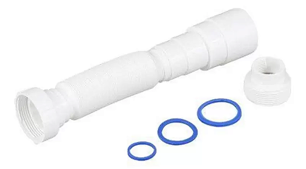 SIFÃO FLEXÍVEL SANFONADO UNIVERSAL - ABS BRANCO - COMUM - P/ PIA, CUBA E TANQUE