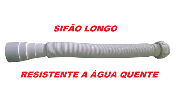 SIFÃO FLEXÍVEL SANFONADO UNIVERSAL - ABS BRANCO - " LONGO "- P/ PIA, CUBA E TANQUE