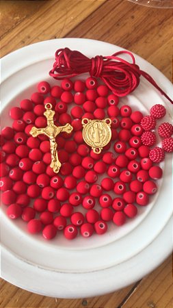 Kit terço vermelho emborachado