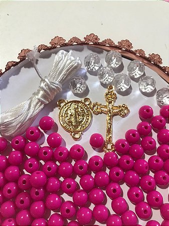 KIT TERÇO ROSA PINK / DOURADO