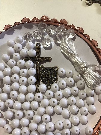 KIT TERÇO BRANCO LEITOSO/ OURO VELHO
