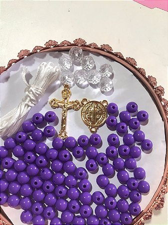 KIT TERÇO ROXO LEITOSO/ DOURADO