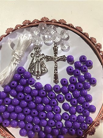 KIT TERÇO ROXO LEITOSO/ PRATA
