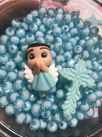kit de biscuit com bola  de miolo azul bebê