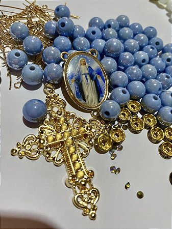 Kit N.S.das Graças azul Royal irizado