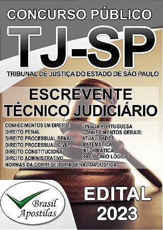 Tribunal de Justiça de São Paulo - TJ-SP - Apostila PREPARATÓRIA para Escrevente Técnico Judiciário