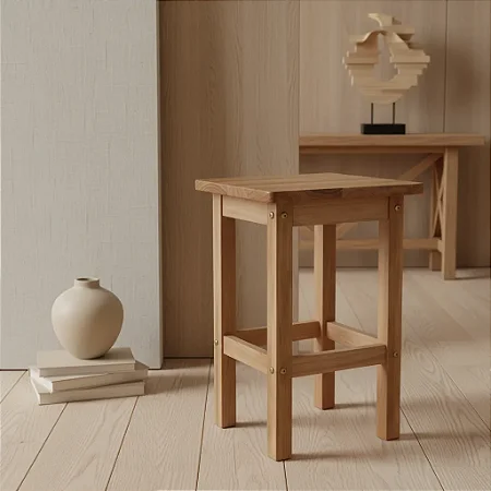 Tamborete / Banco / Banquinho De Madeira Maciça