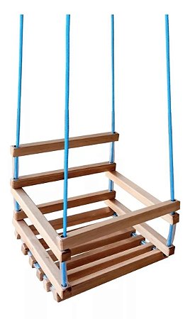 Cadeirinha De Balanço Infantil Madeira Corda Em Nylon 6 Mts