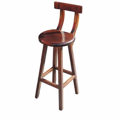 Banqueta de madeira com encosto Mogno verniz