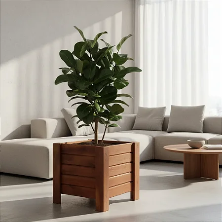Vaso de Plantas quadrado em madeira maciça
