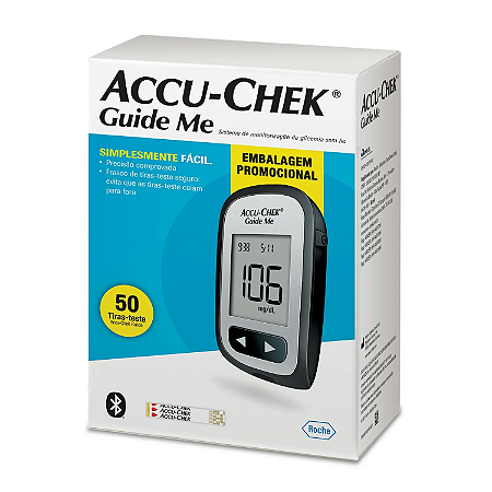 Kit Medidor de Glicemia Accu-chek Guide Me Embalagem Promocional + 50 Tiras-Teste