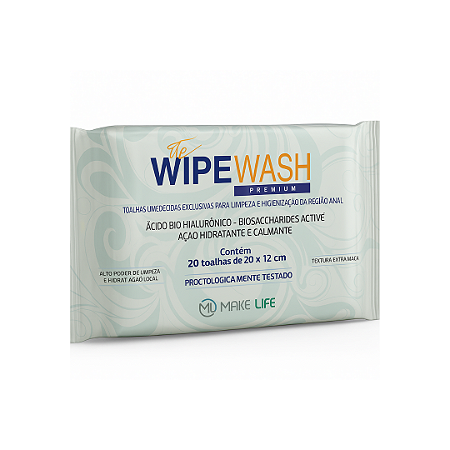 Toalhas Umedecidas WipeWash Premium Com 20 Unidades MakeLife