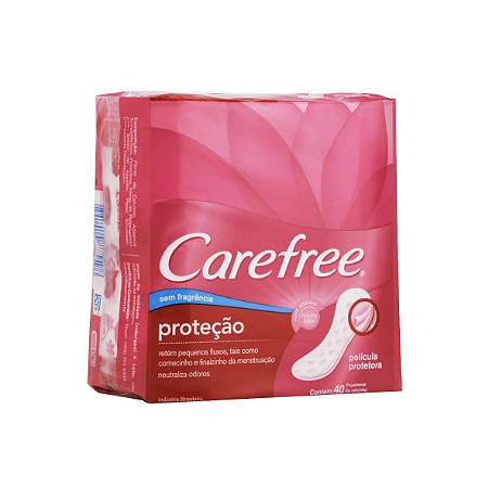Absorvente Carefree Proteção Sem Perfume com 40 Unidades