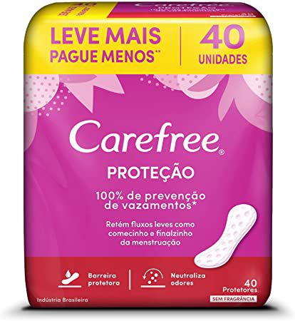 Absorvente Carefree Proteção Sem Perfume com 40 Unidades