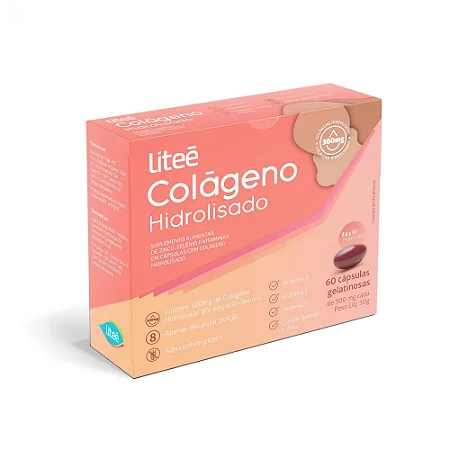 Colágeno Hidrolisado 500mg  Com 60 Cápsulas Gelatinosas Liteé