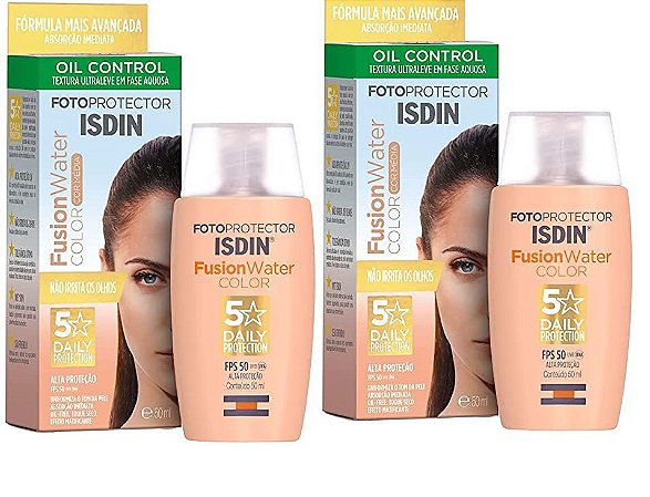 Leve Mais Por Menos - (Kit 2 Unidades) - Fotoprotetor Facial Isdin Fusion Water Color Média FPS50 50ml