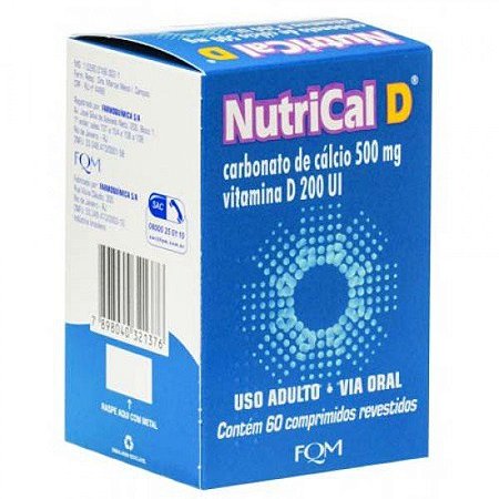 Nutrical D 500Mg 200UI Vitamina D com 60 Comprimidos