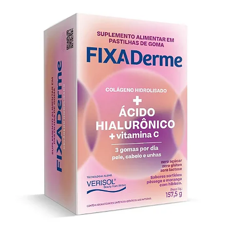 Suplemento alimentar Fixa Derme Hialurônico + Colágeno + Vitamina C 45 gomas