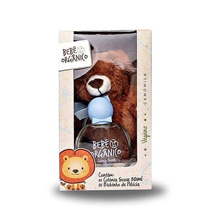 Kit Colônia 50ml Bebê Orgânico Azul + Bichinho de Pelúcia
