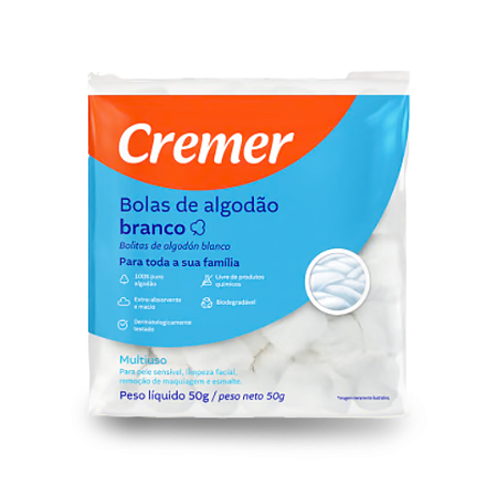 Algodão Bola Cremer Pacote Com 50 gr