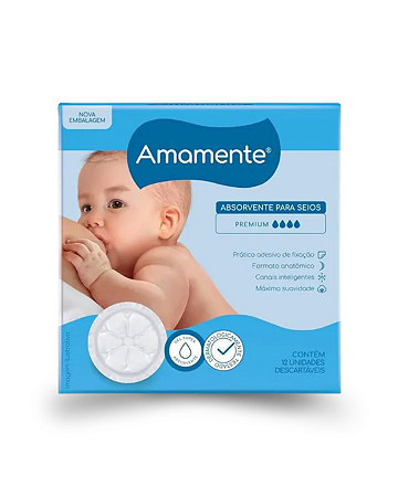 Absorvente Para Seios Amamente com 12 Unidades
