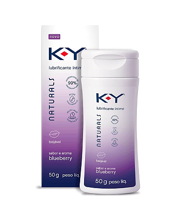 Lubrificante Íntimo K-Y Naturals Beijável Sabor e Aroma Blueberry 50g