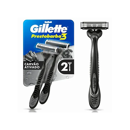 Aparelho De Barbear Gillette Prestobarba3 Carbono Com 2 Unidades