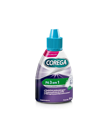 Pó Fixador de Dentadura Corega 3 em 1 Com 50g