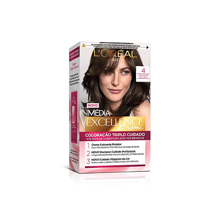 Tinta de Cabelo Imédia Excellence L'Oréal Paris Cor 4 Castanho Natural