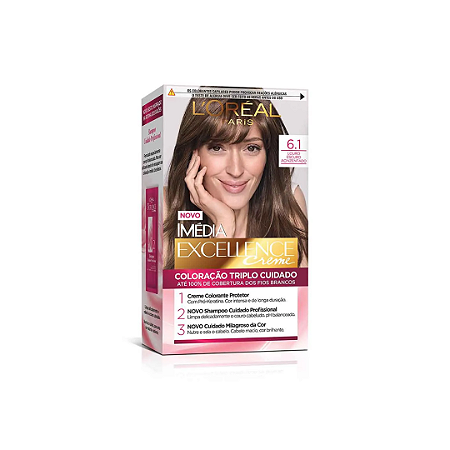 Tintura de Cabelo Imédia Excellence L'Oréal Paris Cor 6.1 Louro Escuro Acinzentado