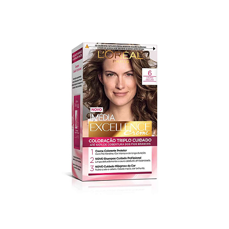 Tintura de Cabelo Imédia Excellence L'Oréal Paris Cor 6 Louro Escuro