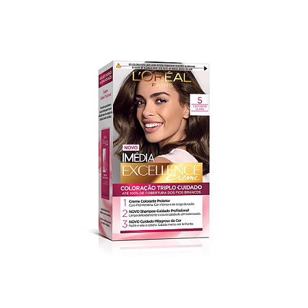Tinta de Cabelo Imédia Excellence L'Oréal Paris Cor 5 Castanho Claro