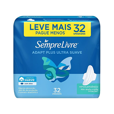 Absorvente Sempre Livre Adapt Suave Com Abas Com 32 Unidades