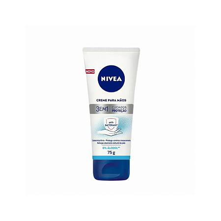 Creme para as Mãos Nivea 3 em 1 Cuidado & Proteção Ação Anti-bacteriano 75g