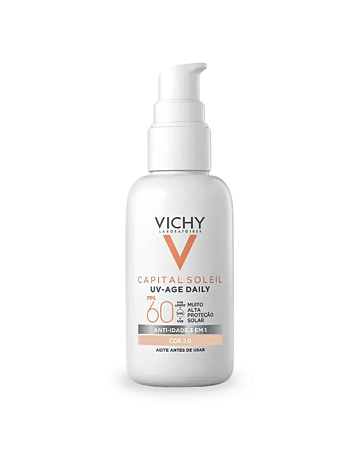 Protetor Solar Facial Anti-Idade FPS 60 Vichy Capital Soleil UV Age Daily Cor 2.0 com 40g
