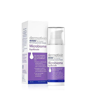 Gel Creme Hidratante Dermotivin Benzac Oil Control Microbioma Equilibrado Pele com Acne 50ml