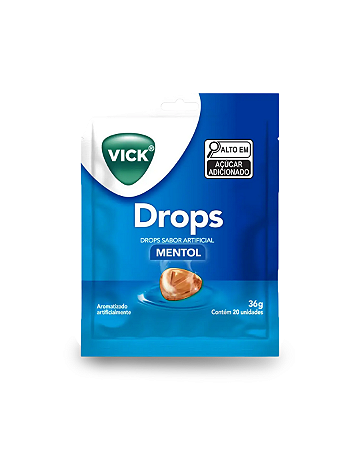 Pastilha Mentol Vick Drops Envelope 36g 20 Unidades