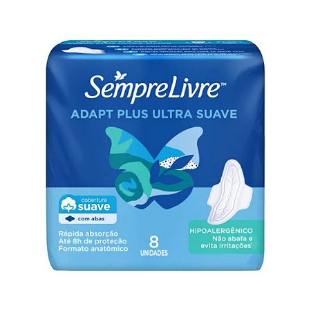 Absorvente Sempre Livre Adapt Max Com Abas Com 8 Unidades