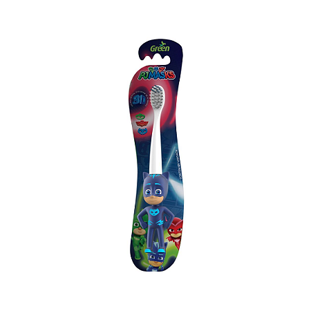 Escova Dental Infantil Branca Macia Até 6 Anos PJ Masks 3D Green