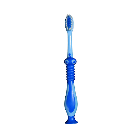 Escova Dental Infantil Macia Azul Com Capa e Ventosa +3 Anos Dino Green