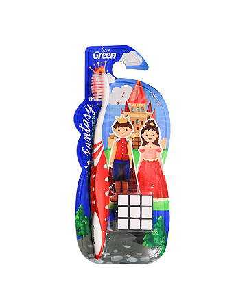 Escova Dental Infantil Vermellha 4 Anos + Com Cubo Mágico Green
