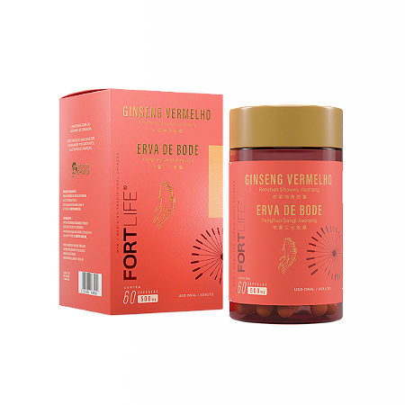 Ginseng Vermelho + Erva de Bode 500mg 60 Cápsulas FortLife