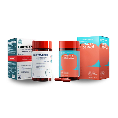Kit Fortmagri 1500mg + Vinagre De Maçã Fortlife 60 Cápsulas