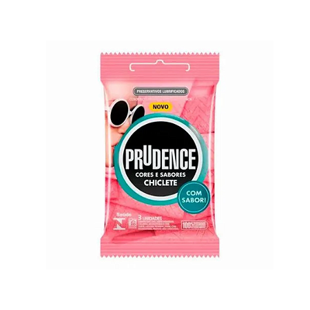 Preservativo Prudence Cores e Sabores Chiclete Com 3 Unidades