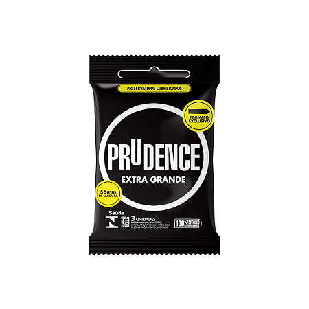 Preservativo Prudence Lubrificante Extra Grande com 3 unidades